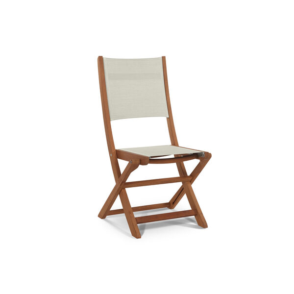 Stella White Teak Outdoor Round Folding Table and Chair Bistro Set, 3-Piece, image 4