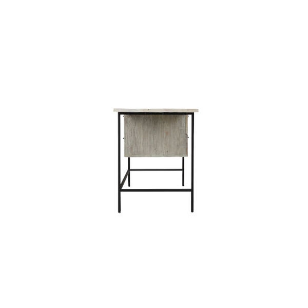 Avery Ash White and Textured Black Industrial Two Drawer Desk, image 6