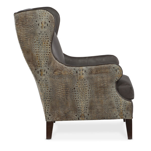 Grey and Black Club Chair with Faux Croc, image 4