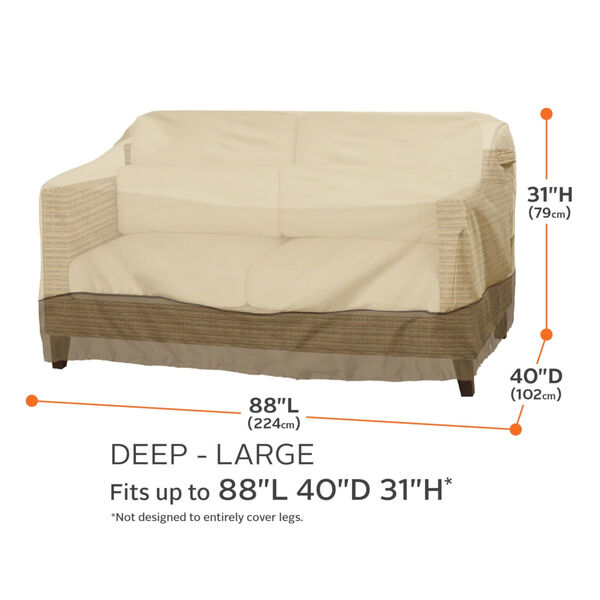 Ash Beige and Brown 88-Inch Deep Seated Patio Sofa and Loveseat Cover, image 4
