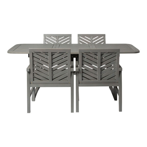 Gray Wash 35-Inch Five-Piece Extendable Outdoor Dining Set, image 4