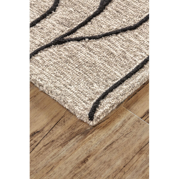 Enzo Minimalist Abstract Wool Taupe Black Area Rug, image 3