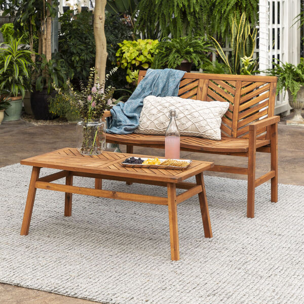 Brown  25-Inch Two-Piece Chevron Outdoor Chat Set, image 1