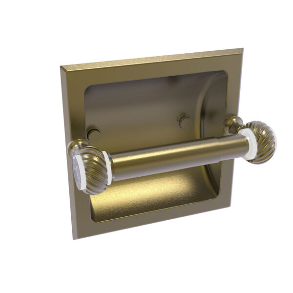 Pacific Grove Antique Brass Six-Inch Recessed Toilet Paper Holder with Twisted Accents, image 1
