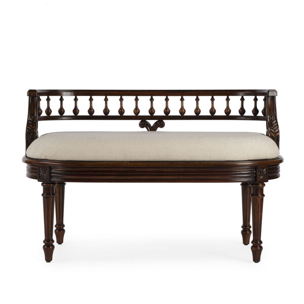 Hathaway Cherry and White Upholstered Bench, image 3