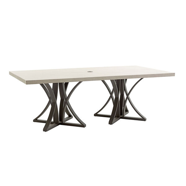 Cypress Point Ocean Terrace Aged Iron and Ivory 84 In. Dining Table with Weatherstone Top, image 1