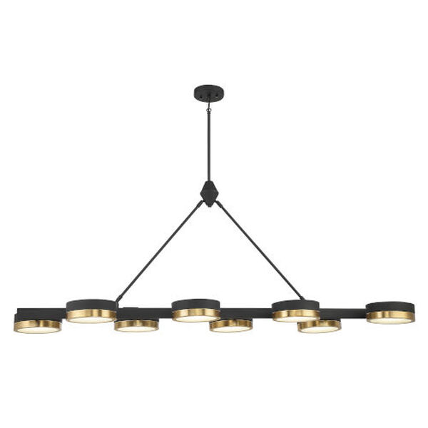 Ashor Matte Black and Warm Brass Eight-Light Integrated LED Chandelier, image 1