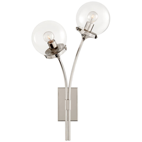 Prescott Left Sconce in Polished Nickel with Clear Glass by kate spade new york, image 1