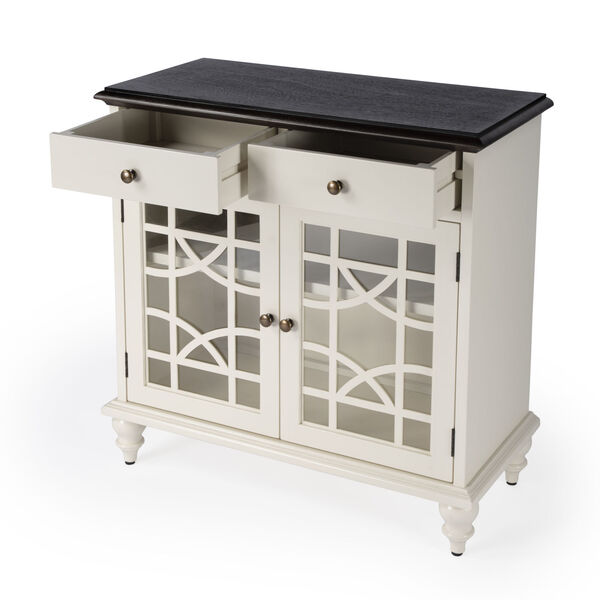 Rene Glossy White Cabinet with Doors and Drawers, image 4
