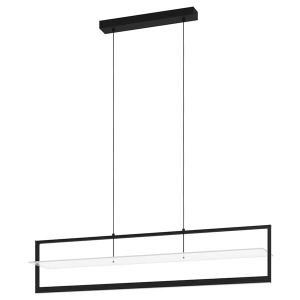 Farneta Structured Black LED Linear Pendant with Satin Acrylic Shade, image 1