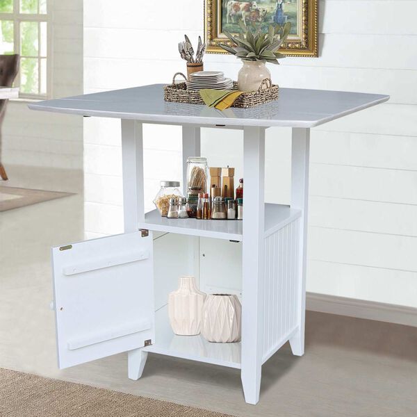 Dual Drop Leaf Antiqued Chalk Counter Height Bistro Table  with Storage, image 2
