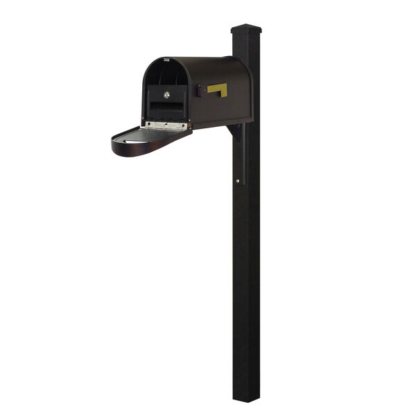 Classic Curbside Mailbox Black Mailbox with Locking Insert and Wellington Direct Burial Mailbox Post Smooth, image 1