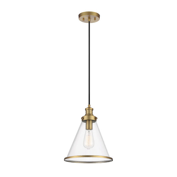 Lowry Natural Brass One-Light Pendant with Clear Glass, image 3