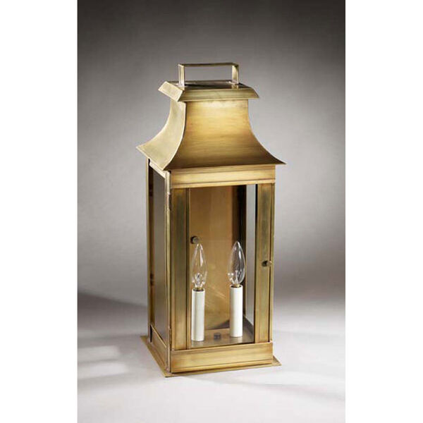 Concord Antique Brass 9.5-Inch Two-Light Outdoor Wall Sconce with Clear Glass, image 1