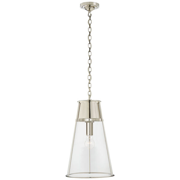 Robinson Large Pendant in Polished Nickel with Clear Glass by Thomas O'Brien, image 1
