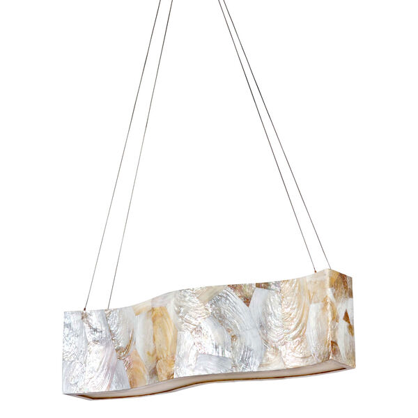 Big Four-Light Waive Linear Pendant with Reclaimed Kabebe Shell, image 1