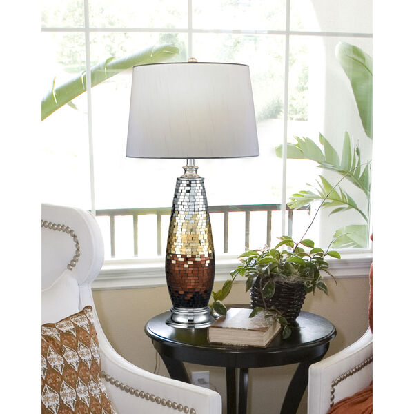 Springdale Coppula Polished Chrome and Bronze One-Light Mosaic Art Glass Table Lamp, image 2