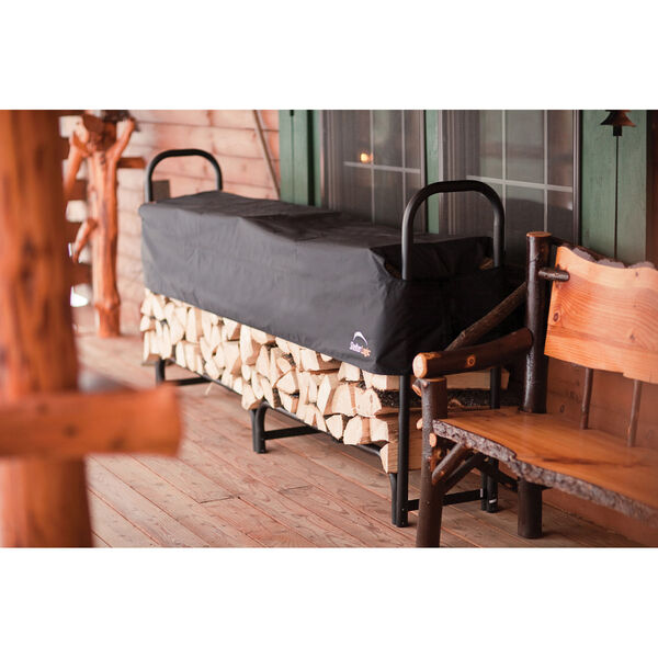 Black and Grey 8 Ft. Heavy Duty Firewood Rack with Cover, image 3