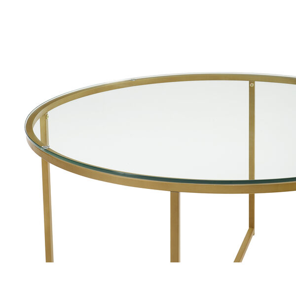 36-Inch Coffee Table with X-Base - Glass/Gold, image 5