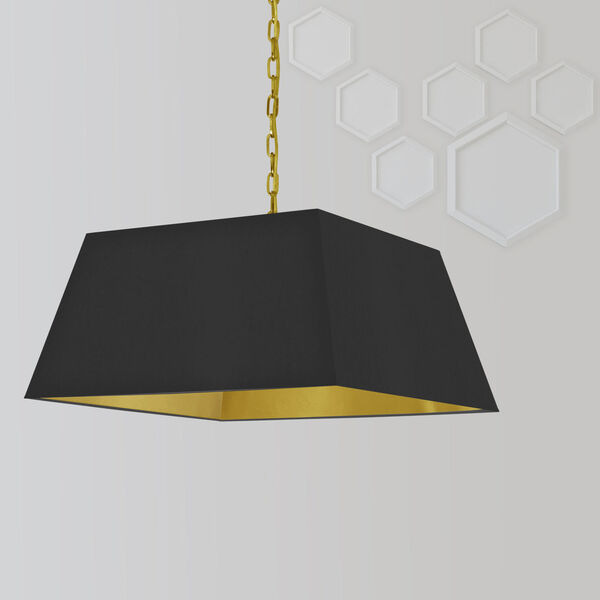 Milano Aged Brass and Black One-Light Large Pendant, image 2