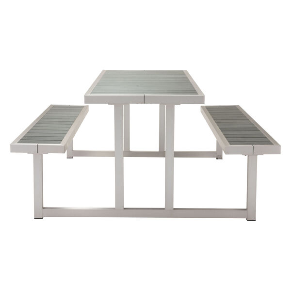 Cuomo Silver and Light Gray Outdoor Picnic Table, image 3