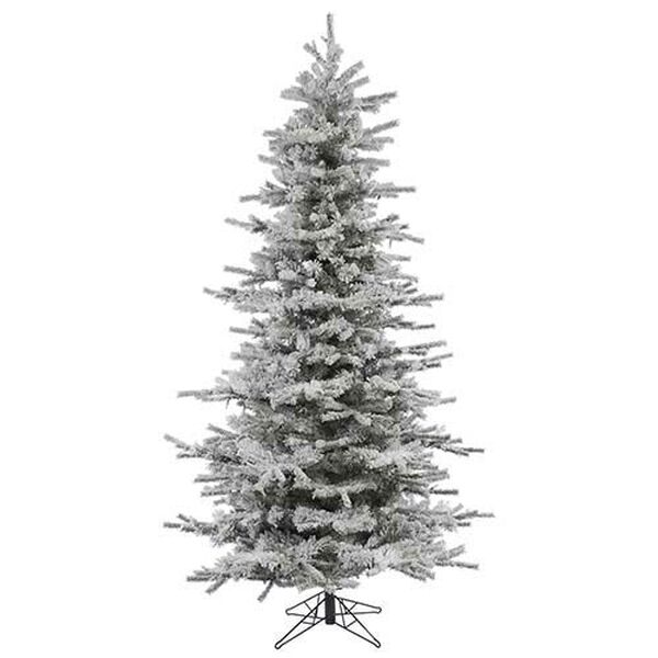 Flocked White on Green Slim Sierra 4.5 Foot x 38-Inch Christmas Tree with 409 Tips, image 1