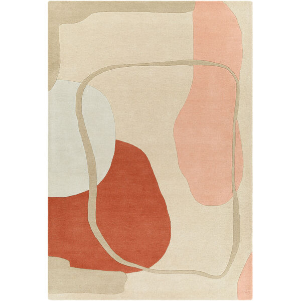 Queens Brick Red, Dusty Pink and Oatmeal Rectangular Area Rug, image 1