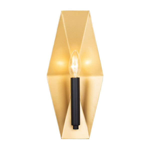 Malone Matte Black and French Gold One-Light Wall Sconce, image 1