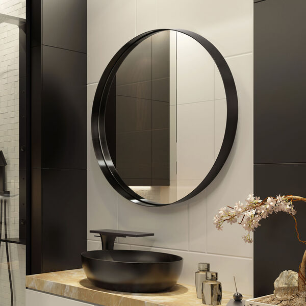 Black 30 x 30-Inch Round Wall Mirror, image 6