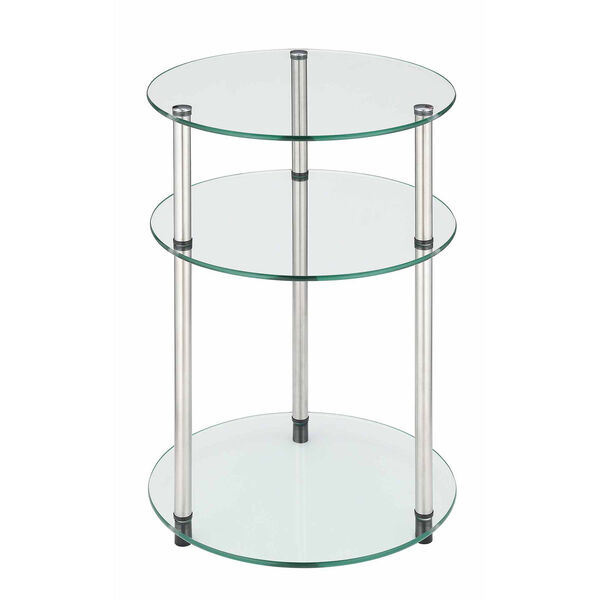 Classic Glass Stainless Steel Three-Tier Round Table, image 1