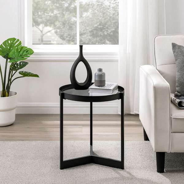 Rhonda Black with Smoked Glass Round Side Table, image 3