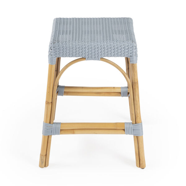 Robias Baby Blue on Natural Rattan Counter Stool, image 3