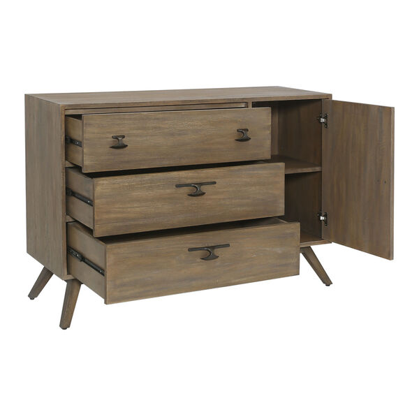 Merrill Aged Wood Three-Drawer Single Door Cabinet, image 4