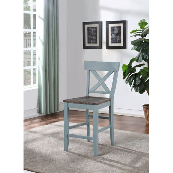 Bar Harbor Blue 41-Inch Crossback Counter Height Dining Chair, Set of 2, image 4
