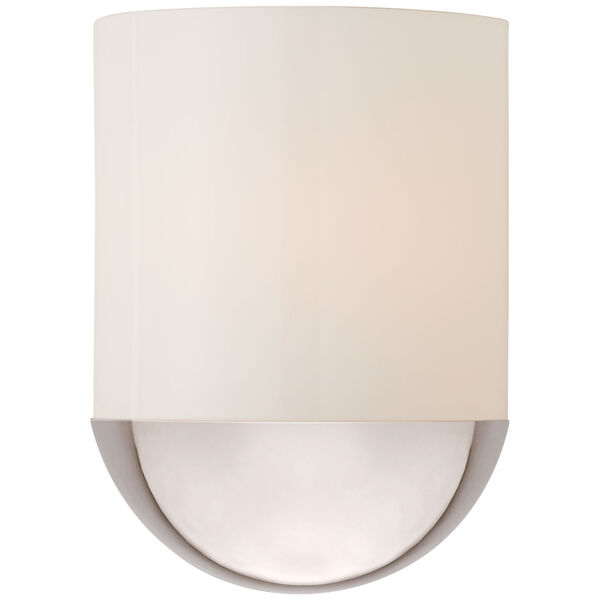 Crescent Small Sconce in Polished Nickel with White Glass by Barbara Barry, image 1