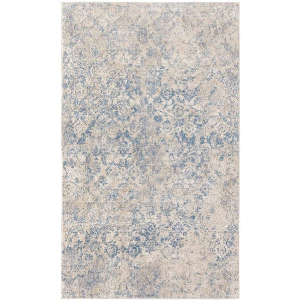 Camellia Casual Abstract Blue Ivory Rectangular 4 Ft. 3 In. x 6 Ft. 3 In. Area Rug, image 1