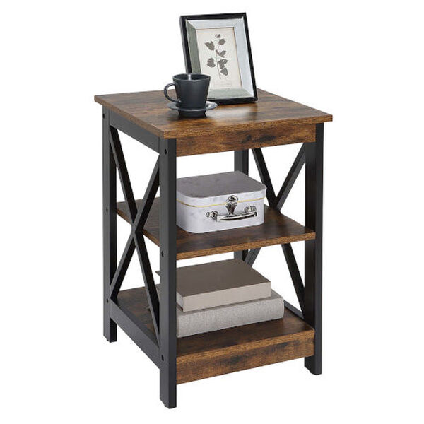 Oxford Barnwood and Black End Table with Shelves, image 3