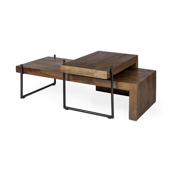 Maddox III Brown and Black Solid Wood Nesting Coffee Table, image 1