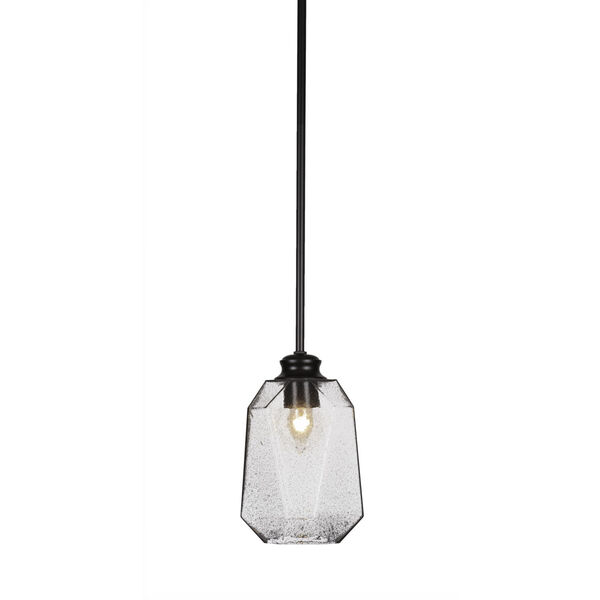Rocklin Matte Black One-Light 10-Inch Stem Hung Mini Pendant with Smoke Glass, image 1