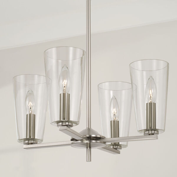 Portman Brushed Nickel Four-Light Pendant with Clear Glass, image 3