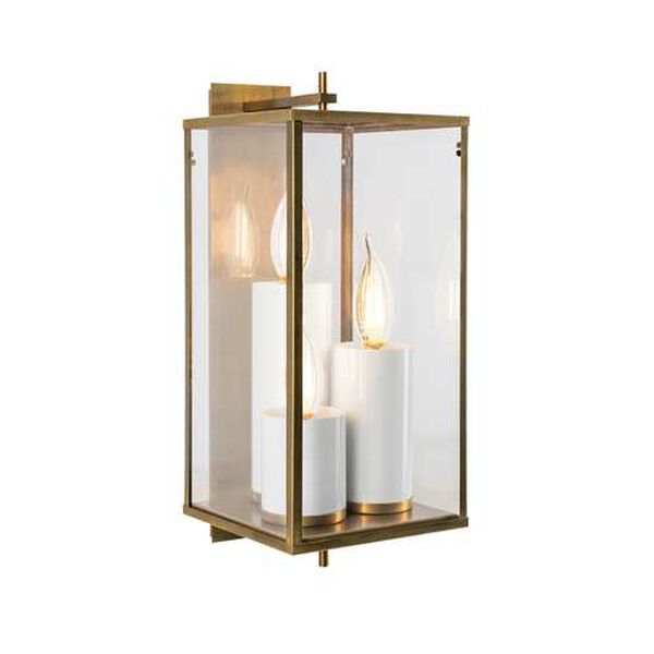 Back Bay Aged Brass 10-Inch Three-Light Outdoor Wall Sconce, image 1