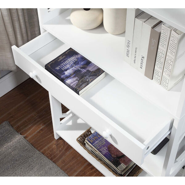 Omega White 5 Tier Bookcase with Drawer, image 4