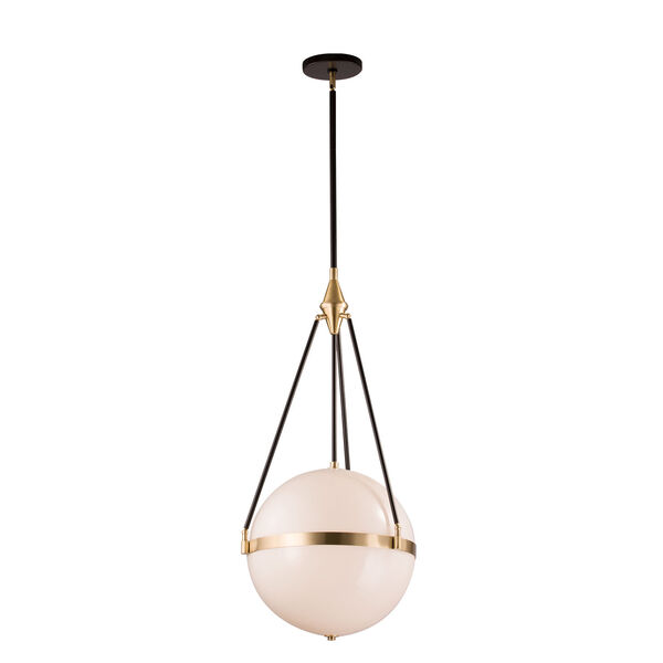 Harmony Natural Brass Four-Light Pendant with Opal Glass, image 1