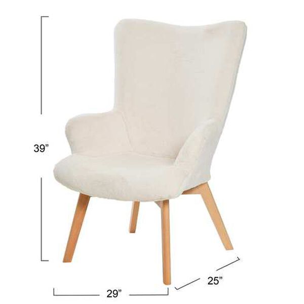 White Plush Wingback Chair, image 6