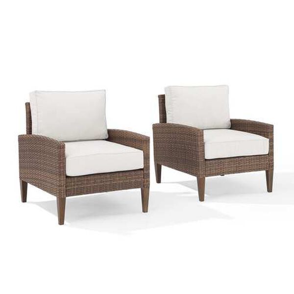 Capella Creme Brown Outdoor Wicker Chair Set , Set of Two, image 4