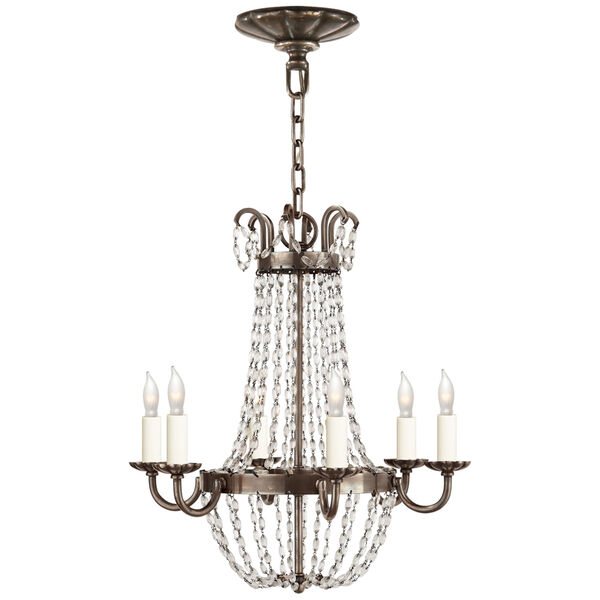 Petite Paris Flea Market Chandelier in Sheffield Silver and Seeded Glass by Chapman and Myers, image 1