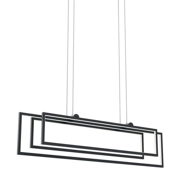 Jestin Matte Black Three-Light LED Linear Chandelier, image 2