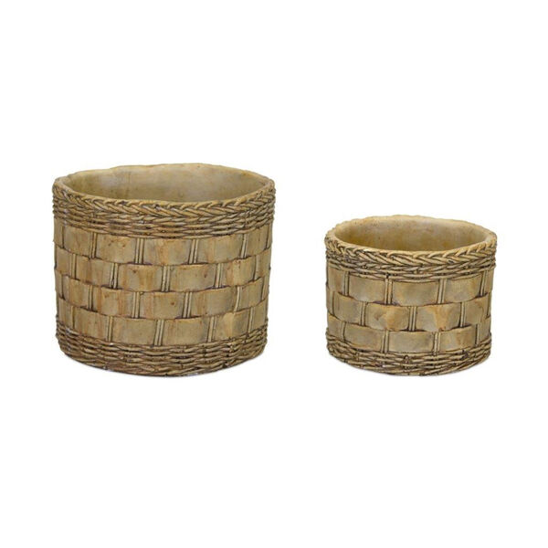 Brown Cement Pot , Set of Two, image 1