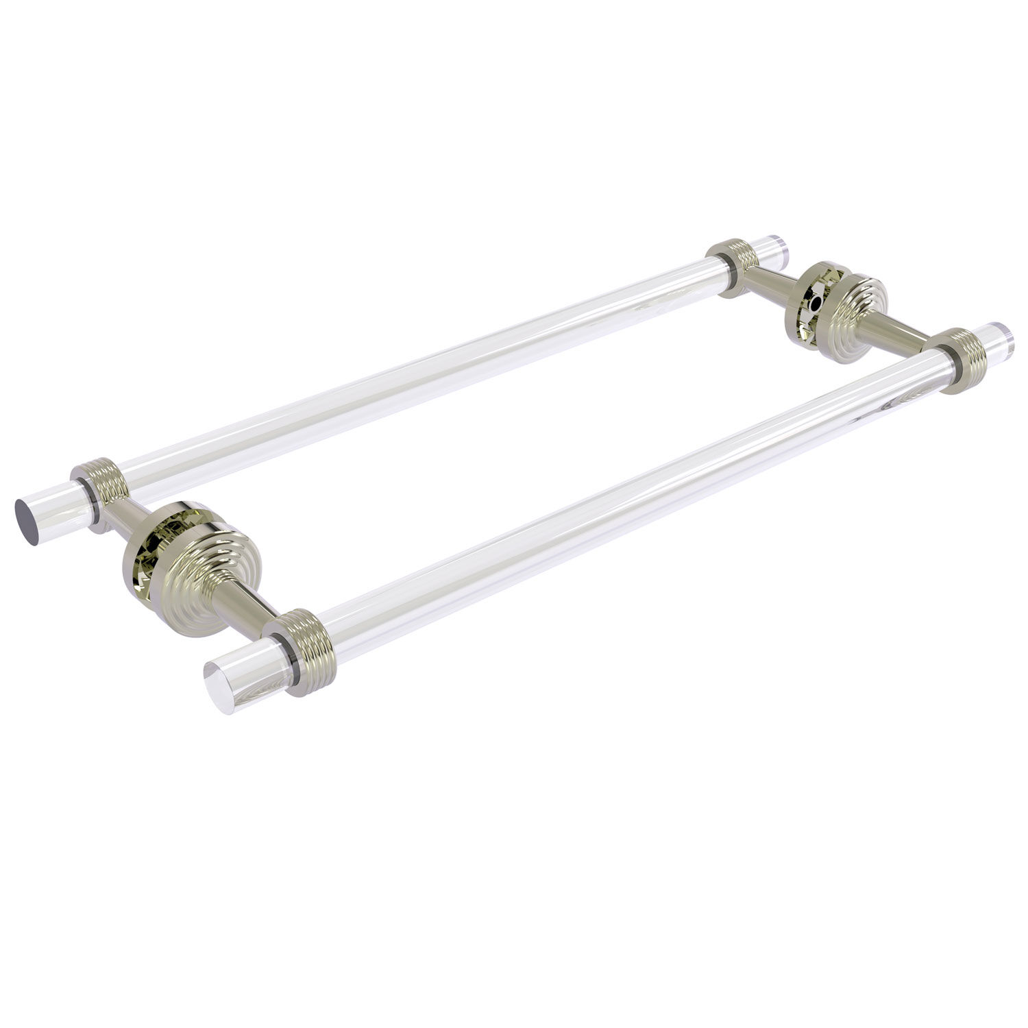 Polished Nickel Allied Brass PB-41G-BB-18-PNI Pacific Beach Collection 18 Inch Back Shower Door Towel Bar with Groovy Accents