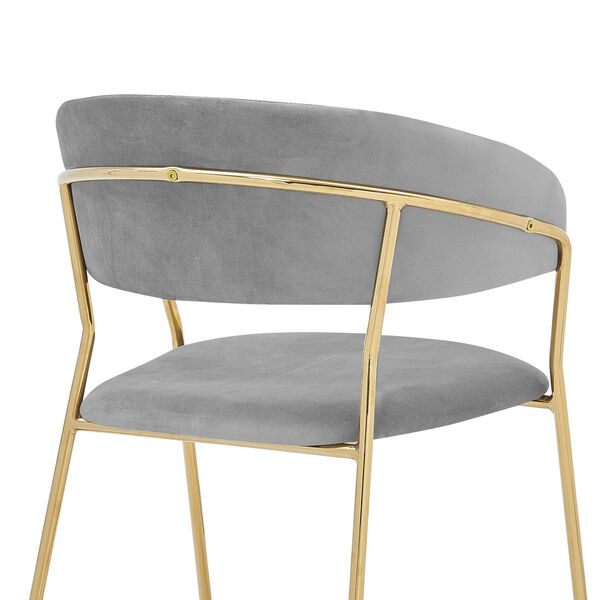 Nara Gray Velvet Gold Chrome Dining Chair, Set of Two, image 6